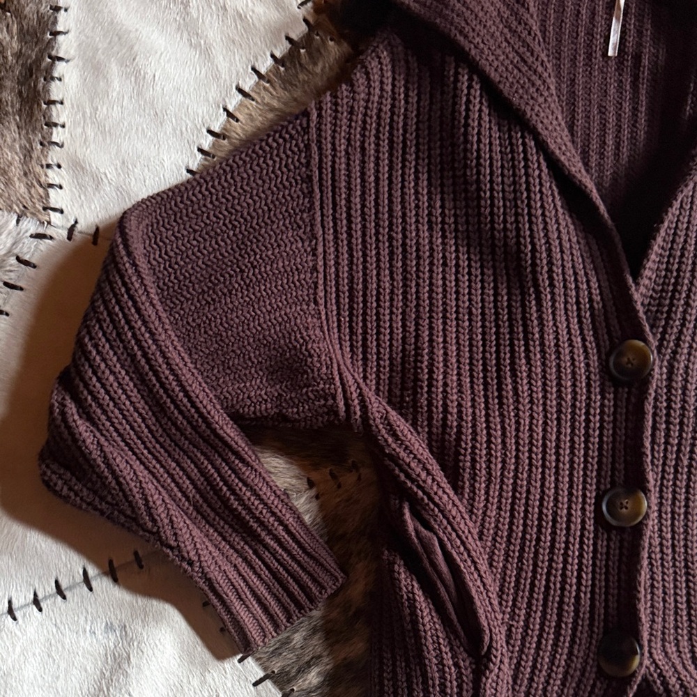 Free People Dark Brown Hooded Cardigan - Picture 6 of 8